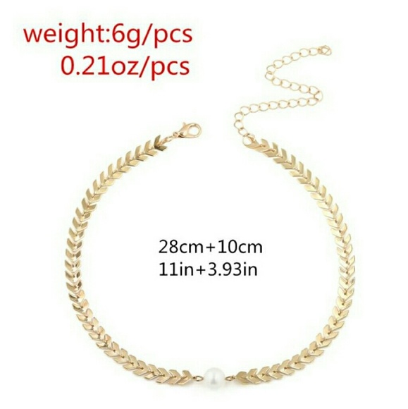 🔥2 FOR $15🔥🌼 Chevron Choker Necklace W/ Pearl🌼 - Picture 3 of 4